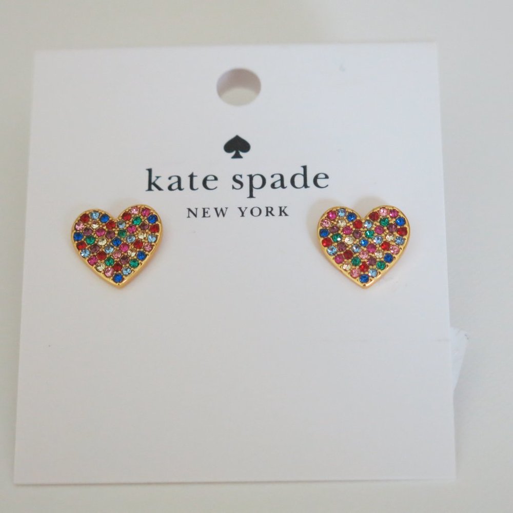 Kate Spade Heart Yours Truly Pave Studs Earring BNWT
